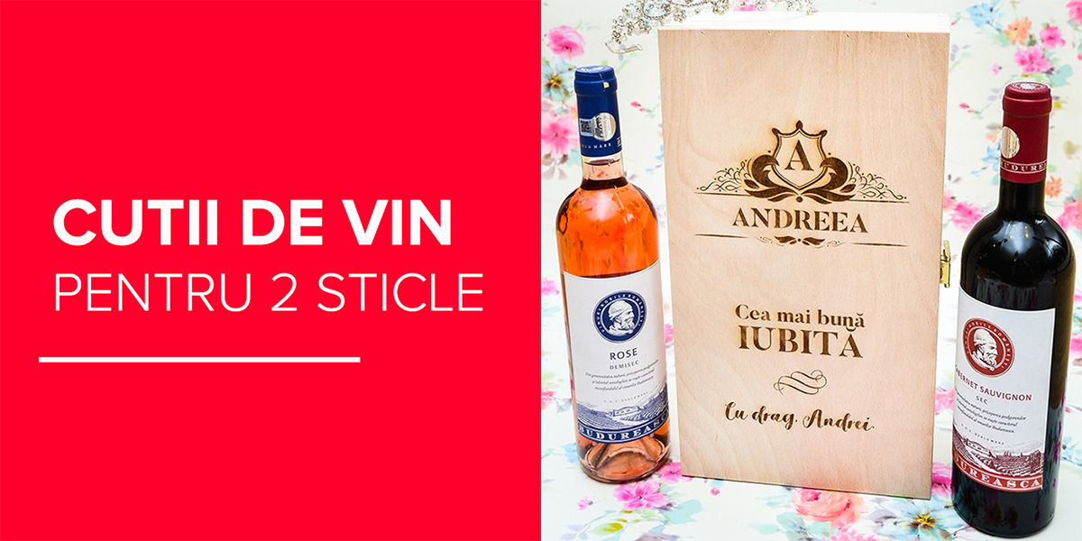 Cutii de vin personalizate pentru două sticle
