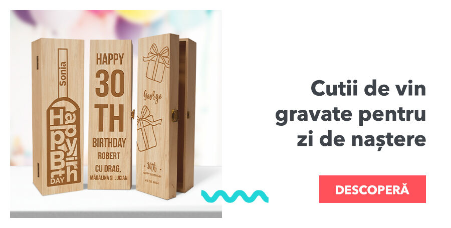 Cutii de vin pentru zi de naștere gravate