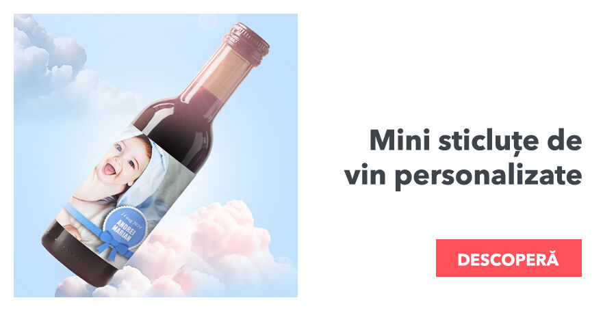 Mini sticluțe de vin personalizate pentru botez