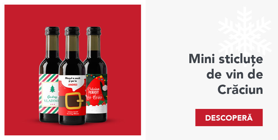 Mini sticluțe de vin personalizate de Crăciun