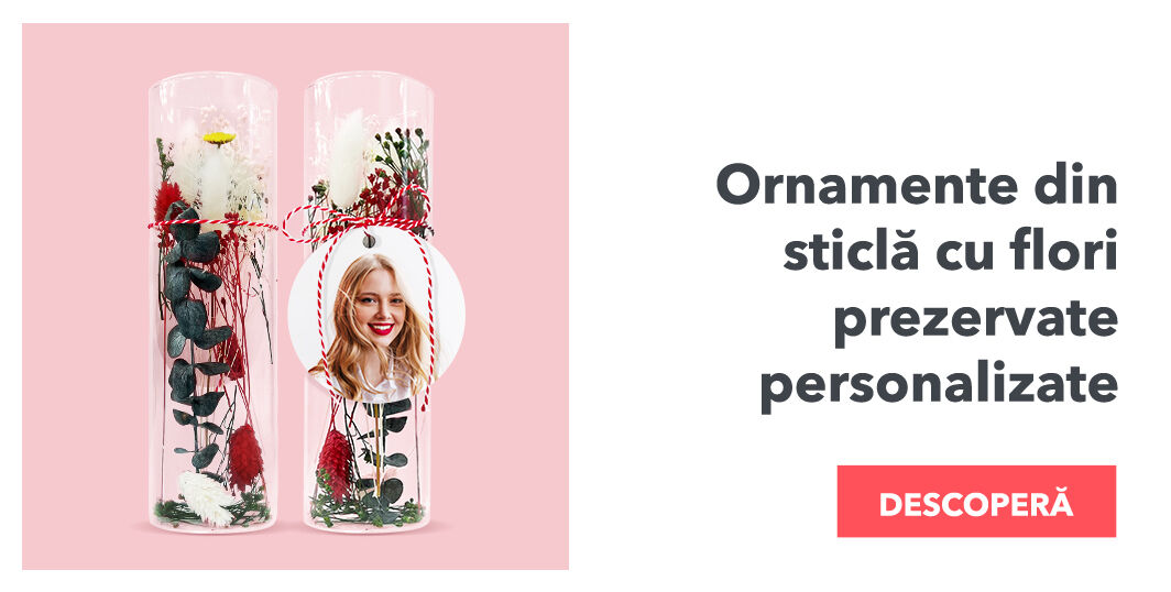 Ornamente din sticlă cu flori prezervate personalizate