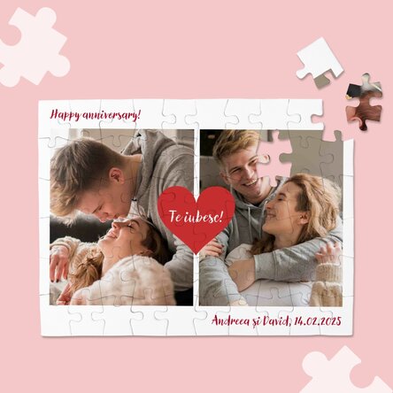 Puzzle personalizat cu 2 poze și text - Love