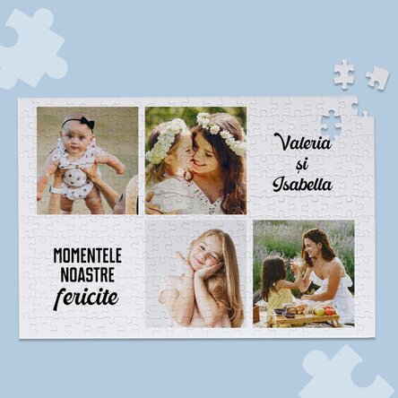 Puzzle personalizat cu 4 poze și text 40x28,5 cm - Momente