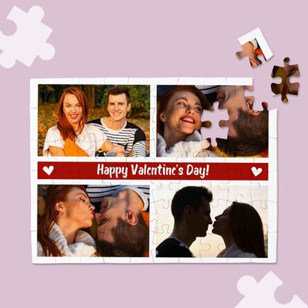 Puzzle personalizat cu 4 poze și text - Moments