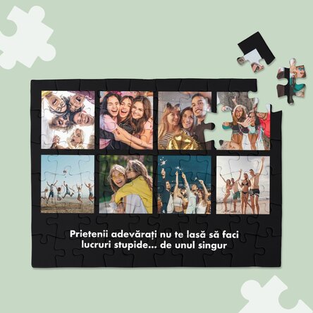 Puzzle personalizat cu 8 poze și text