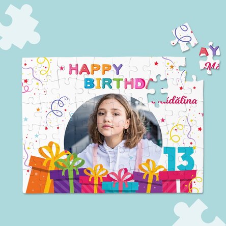 Puzzle personalizat cu o poză și mesaj - Happy Birthday
