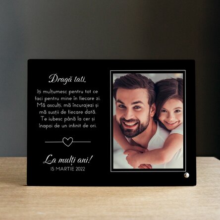 Ramă foto de birou personalizată cu o poză și mesaj - Cu drag