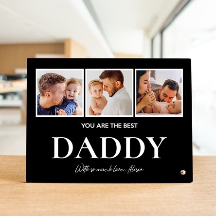 Ramă foto de birou personalizată cu 3 poze și text - With love