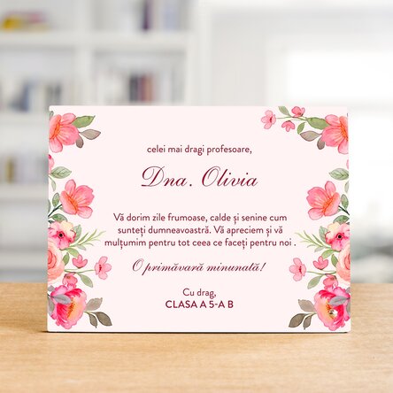 Ramă foto de birou personalizată cu mesaj pentru profesoară