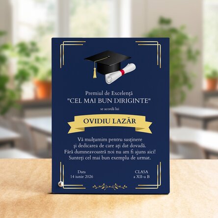 Ramă foto de birou personalizată cu mesaj - Premiul de Excelență