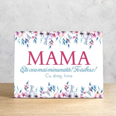 Ramă foto de birou personalizată cu text - Flori 