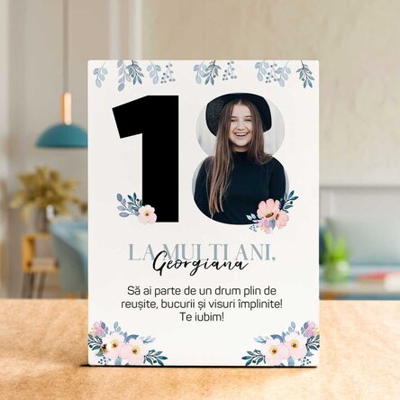 Ramă foto de birou personalizată cu text și o poză - Majorat