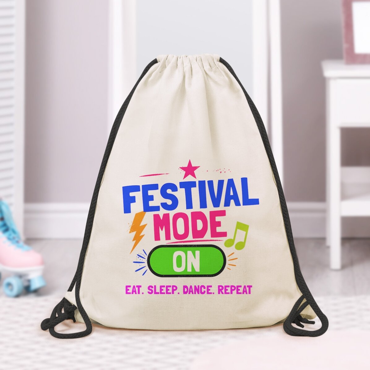 Rucsac personalizat cu mesaj - Festival mode on