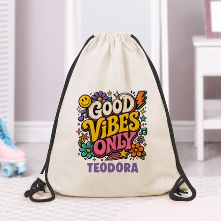 Rucsac personalizat cu mesaj - Good vibes only