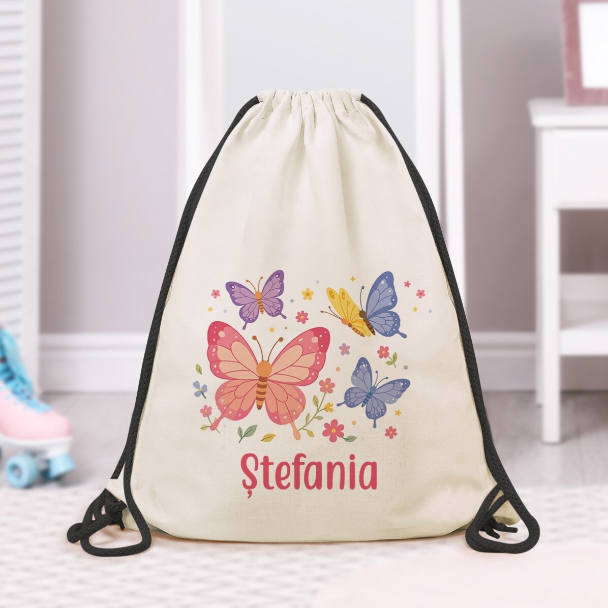 Rucsac personalizat cu nume - Fluturași
