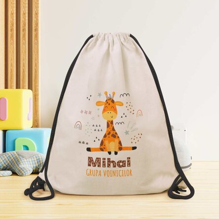 Rucsac personalizat cu nume - Girafă
