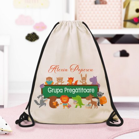 Rucsac personalizat cu nume și text - Animăluțe