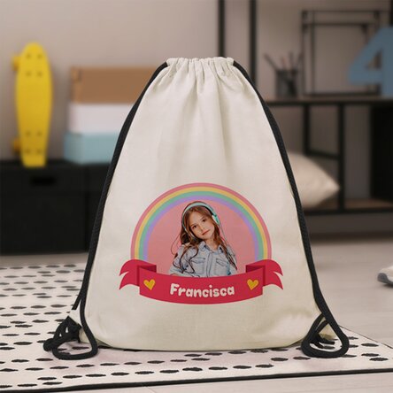 Rucsac personalizat cu o poză și nume - Rainbow