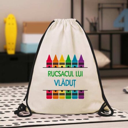 Rucsac personalizat cu text - Creioane colorate