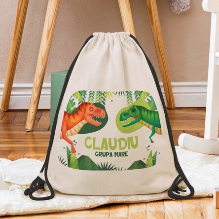 Rucsac personalizat cu text - Dinozaur T-Rex