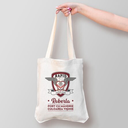 Sacoșă FC Rapid personalizată cu nume și mesaj