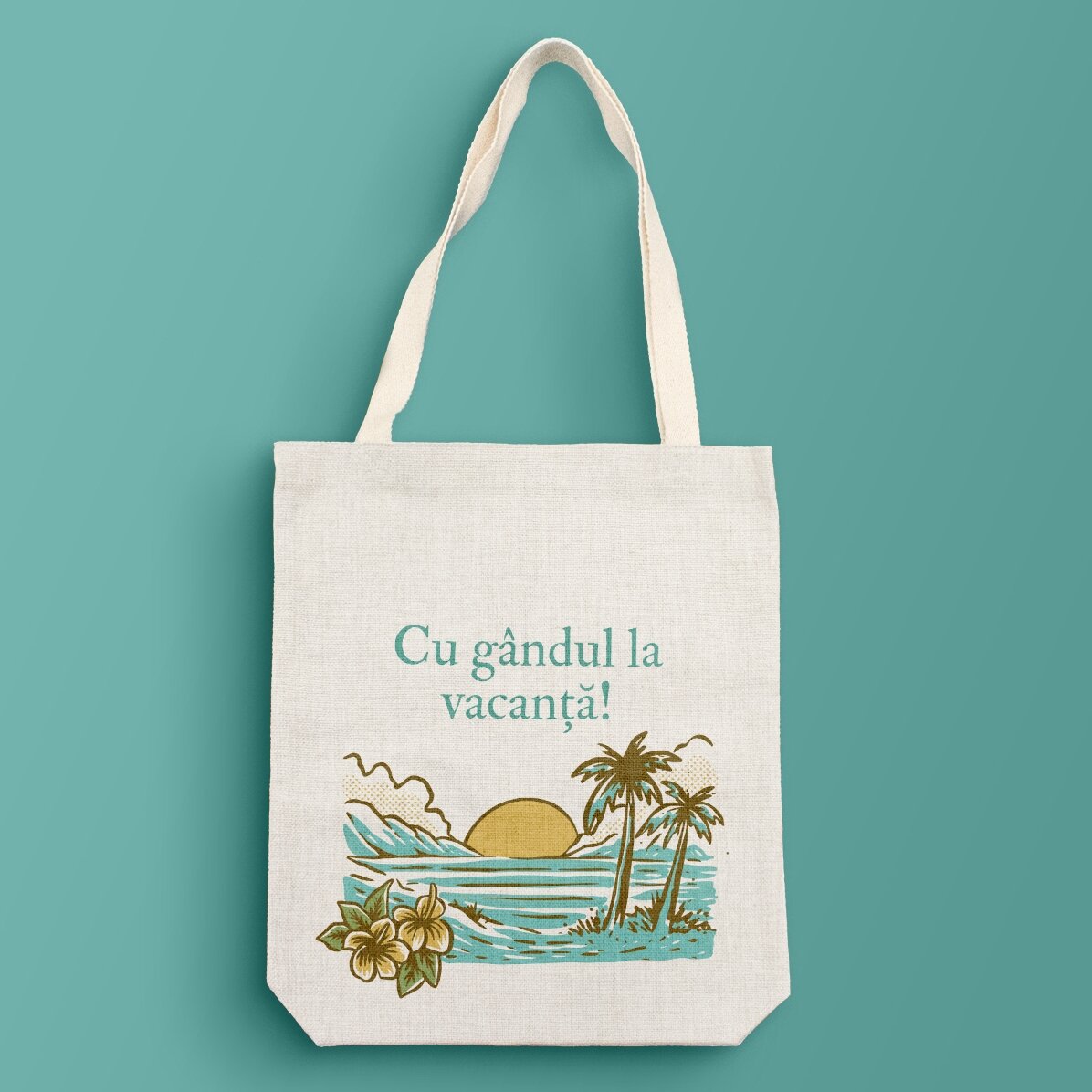 Sacoșă personalizată cu text - Cu gândul la vacanță