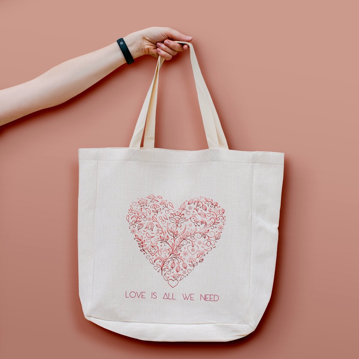 Sacoșă personalizată cu text -  Love is all we need