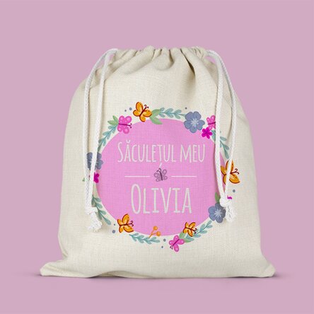 Săculeț mediu personalizat cu nume - Little girl