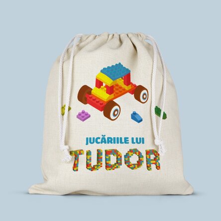 Săculeț mediu personalizat cu text - Lego