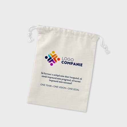 Săculeț mic pentru cadouri personalizat cu logo și mesaj