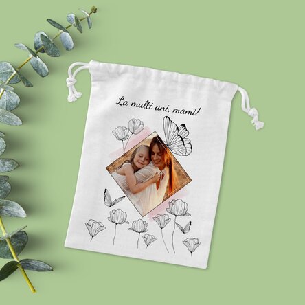 Săculeț mic pentru cadouri personalizat cu o poză și text - My dear