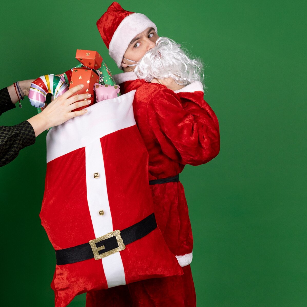 Săculeț pentru cadouri - Moș Crăciun 