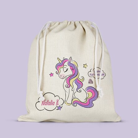 Săculeț pentru grădiniță personalizat cu text - Unicorn