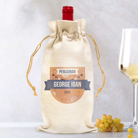Săculeț personalizat pentru sticlă de vin cu mesaj - Pensionat