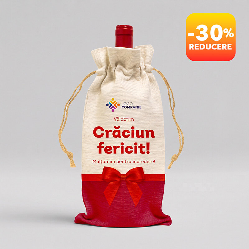 Săculeți pentru sticlă corporate de Crăciun