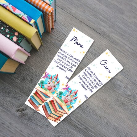 Semn de carte personalizat cu mesaj - Lumea magică a poveștilor