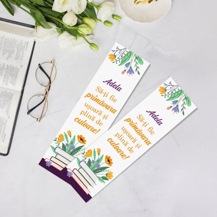 Semn de carte personalizat cu mesaj - Primăvară