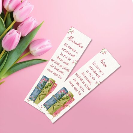 Semn de carte personalizat cu mesaj - Spring