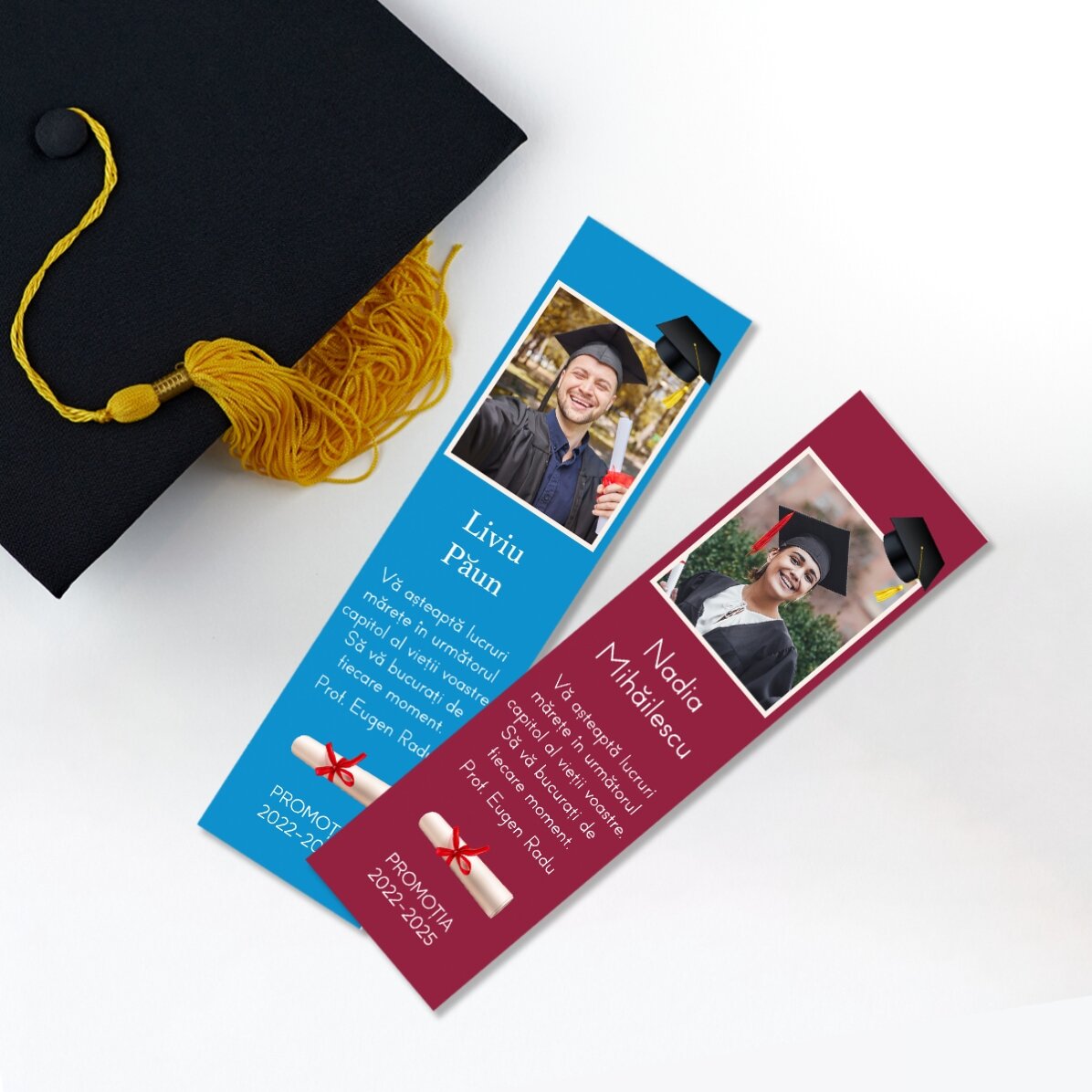 Semn de carte personalizat cu o poză și mesaj  - Absolvire