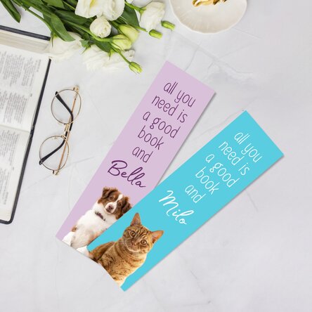 Semn de carte personalizat cu text și poză - Animăluț