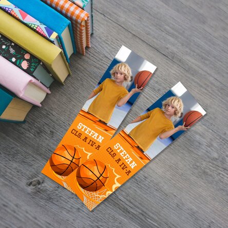 Semn de carte personalizat cu text și poză - Baschet