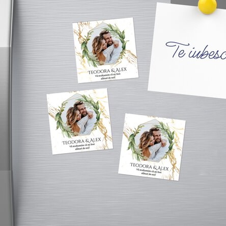 Set 12 magneți 6x6 cm - mărturie de nuntă