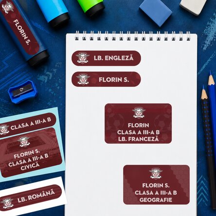 Set 14 stickere personalizate pentru școală FC Rapid