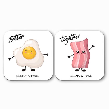 Set 2 suporturi de pahar personalizate cu text - Better Together