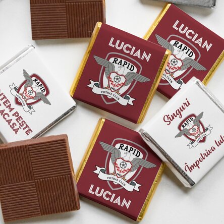 Set 5 mini ciocolățele FC Rapid personalizate cu nume și mesaj