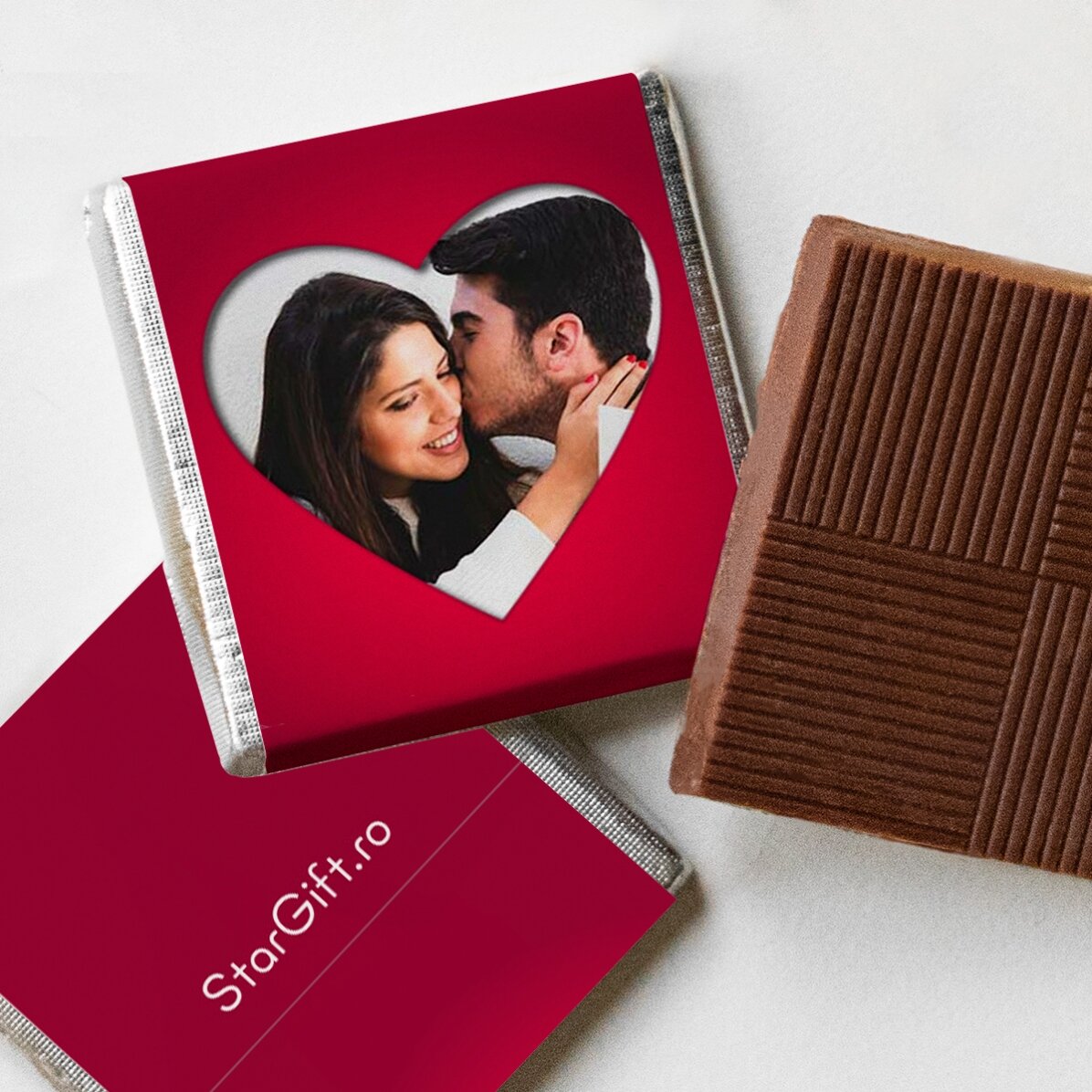 Set 5 mini ciocolățele personalizate cu poze și text - Love