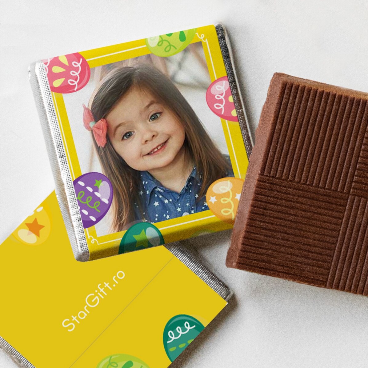 Set 5 mini ciocolățele personalizate cu poze și text - Paște