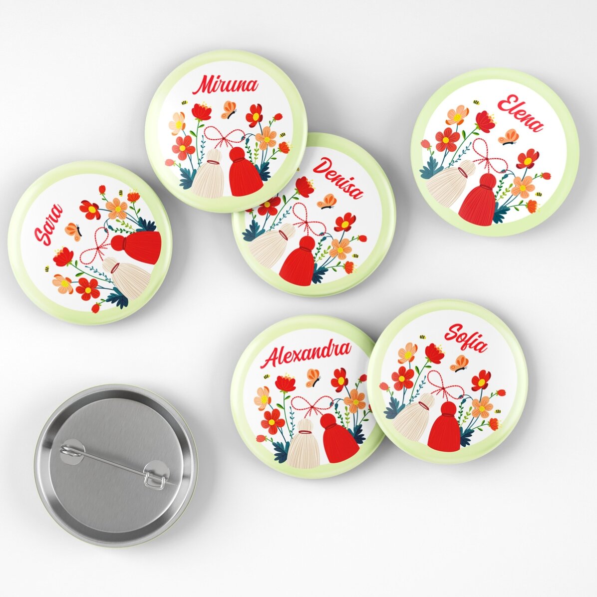 Set 6 insigne personalizate cu nume - Mărțișor