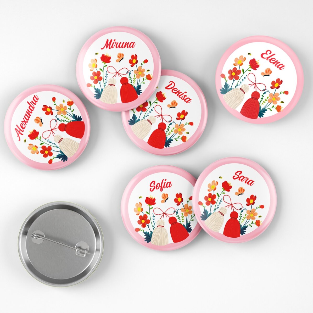 Set 6 insigne personalizate cu nume - Mărțișor