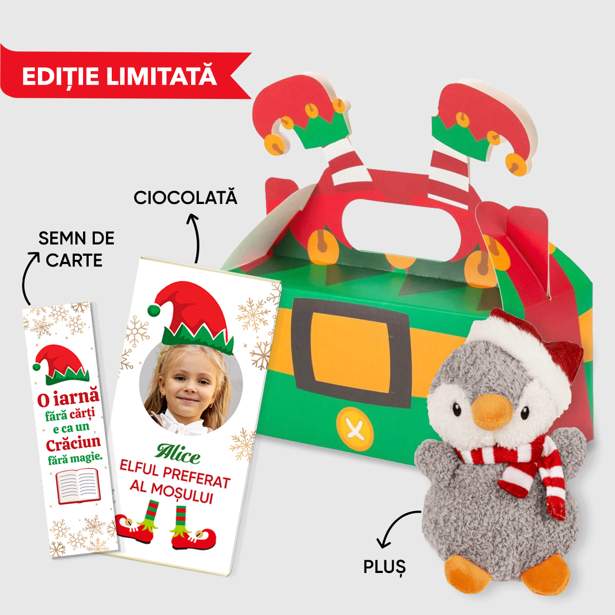 Set cadou cu ciocolată personalizată - Elf